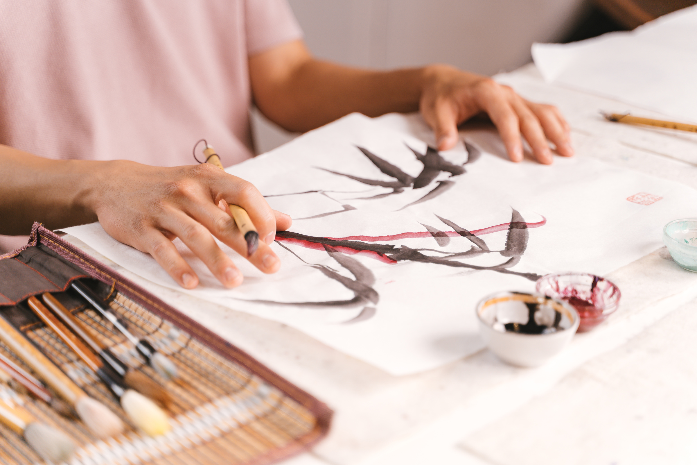 Person Painting an Art